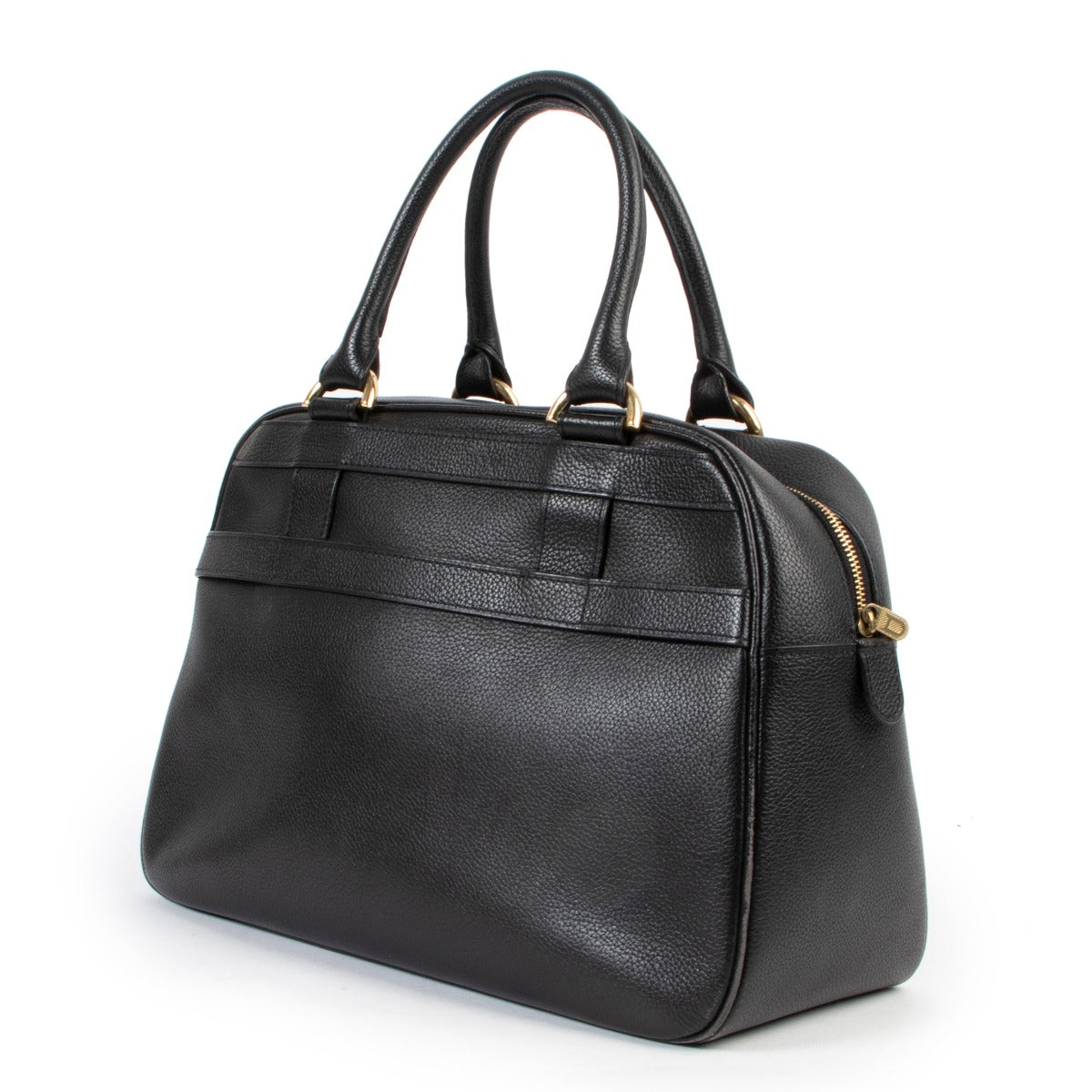 Delvaux Black Leather Top handle in very good condition on Labellov vintage site for 2nd hand luxury designer bags