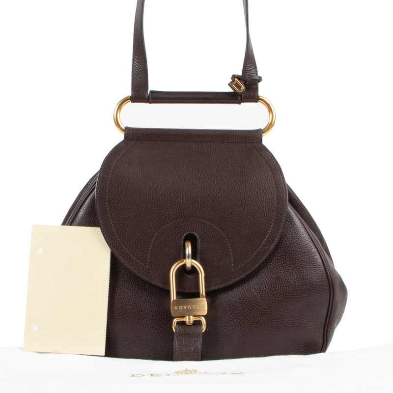Shop safe online 100% authentic second hand Delvaux brown Shoulder bag cerceau in very good condition at Labellov in Antwerp.