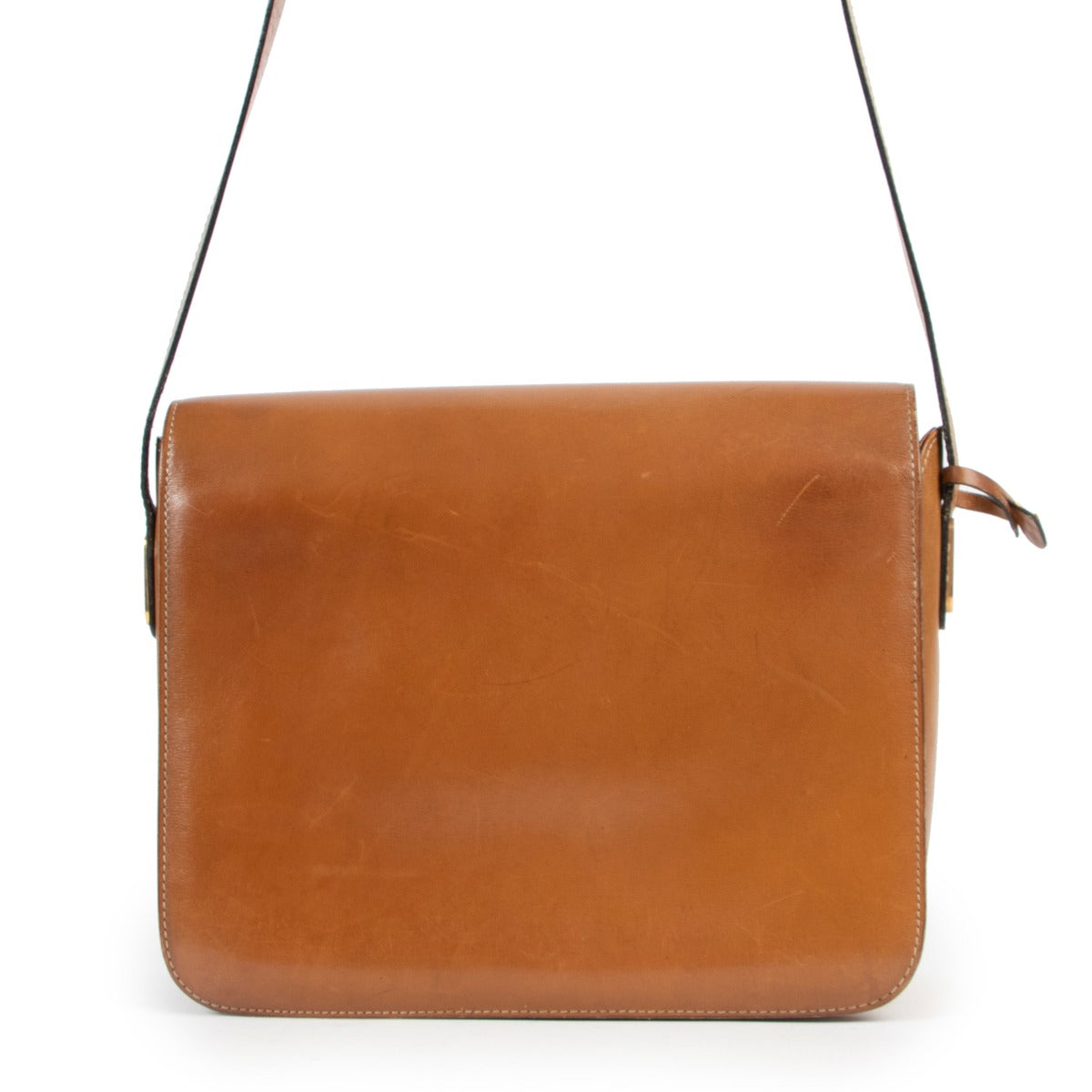 Delvaux Cognac Bourgogne Crossbody in good condition on Labellov vintage site for luxury designer goods