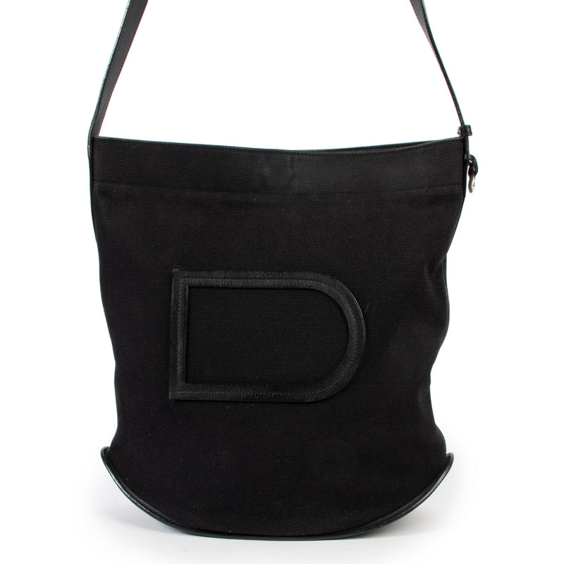 Delvaux Le Pin Black Canvas Shoulder Bag