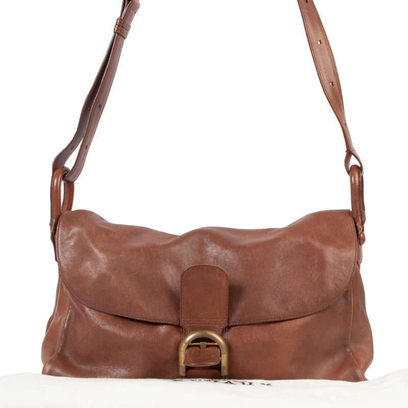 Delvaux Brown Brillant Besace Shoulder bag available at Labellov online or in store in Antwerp Belgium.