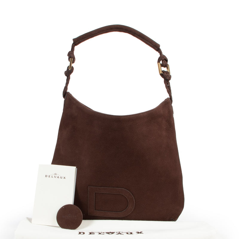 Delvaux Chocolat Louise Tresse PM Nubuck