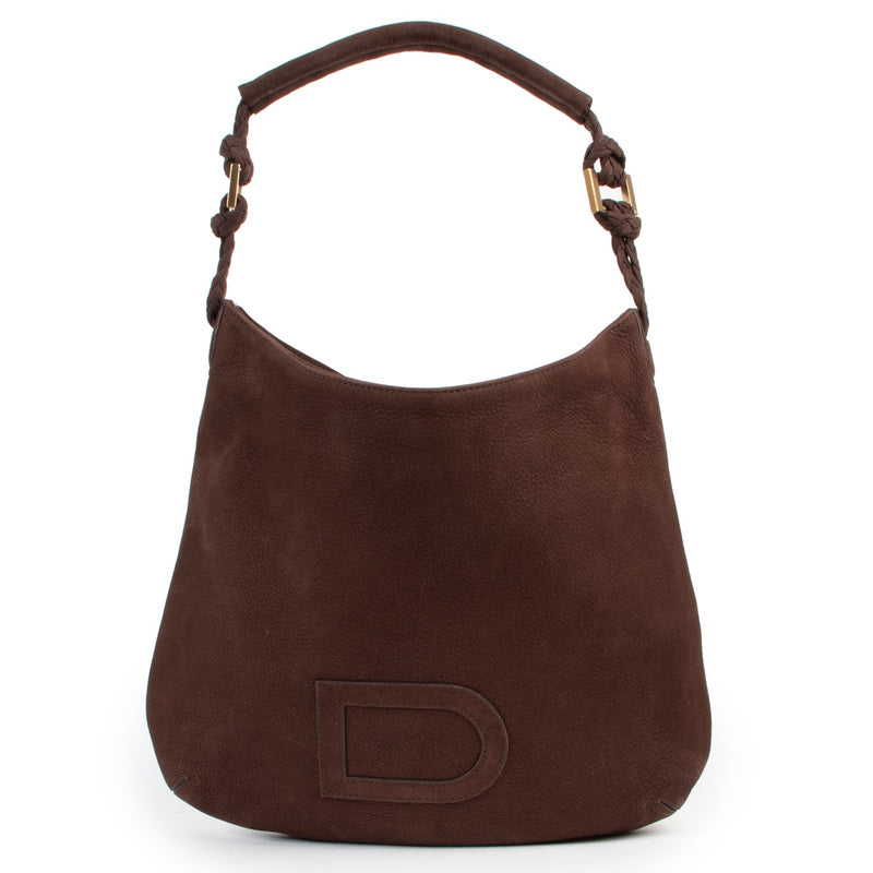 Delvaux Chocolat Louise Tresse PM Nubuck available at Labellov in good condition buy online or in store. Buy and sell designer items with great service at Labellov Antwerp