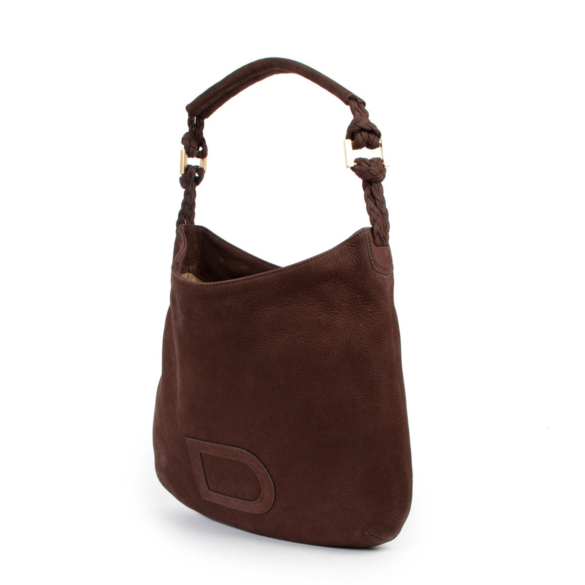 Delvaux Chocolat Louise Tresse PM Nubuck at Labellov