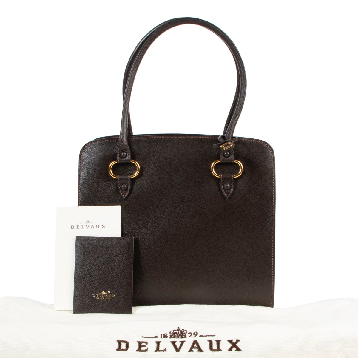 Delvaux Café Brown Sepia PM Top Handle Bag online or in store at Labellov searching for a secondhome