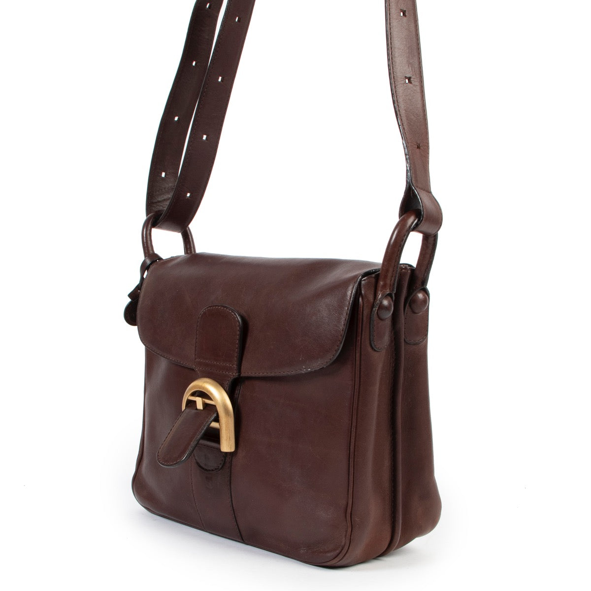 Shop safe online 100% authentic second hand Delvaux Brown Festival Bridon Crossbody Bag