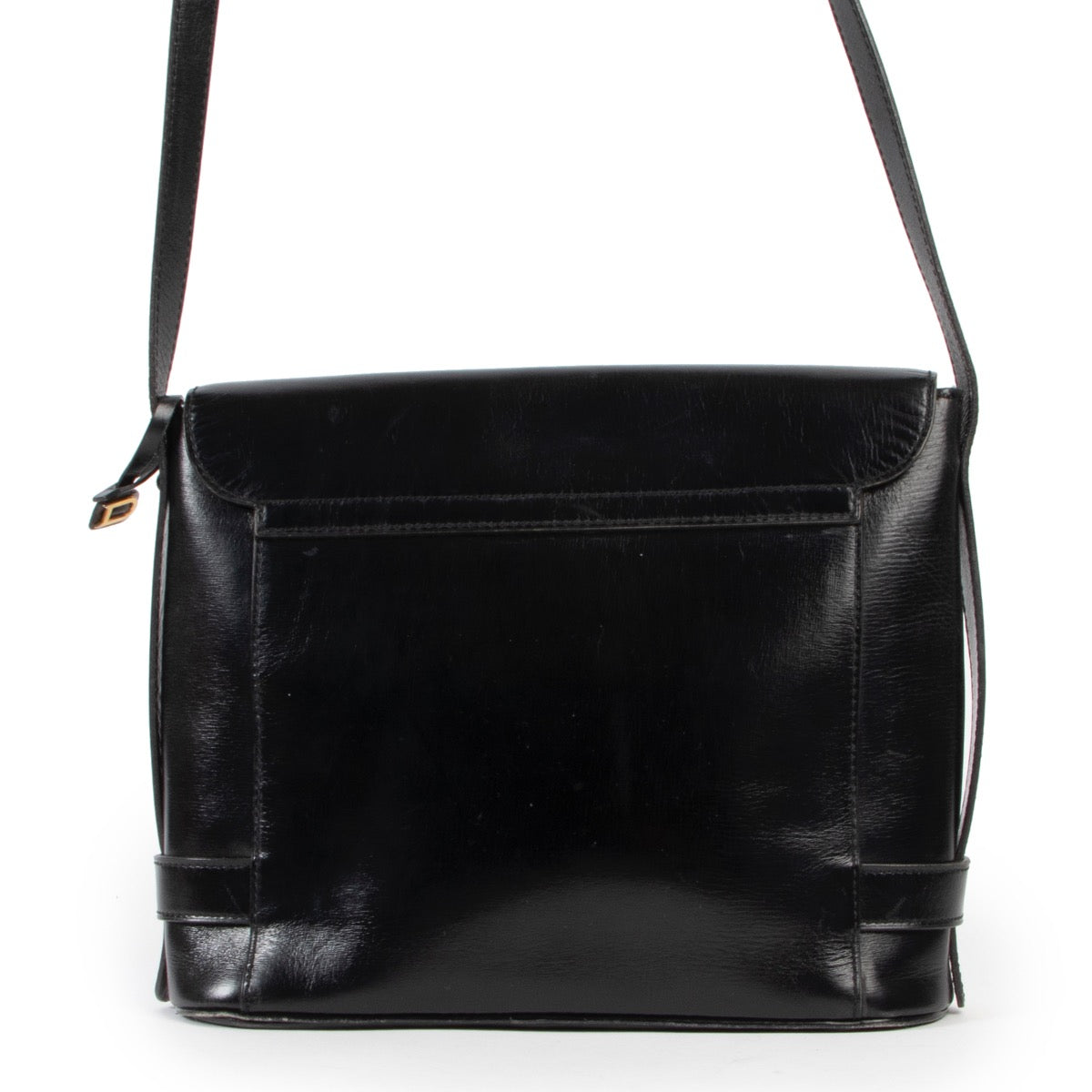 Preloved 2nd hand Delvaux Black Leather Crossbody designer bag online for sale on Labellov vintage site