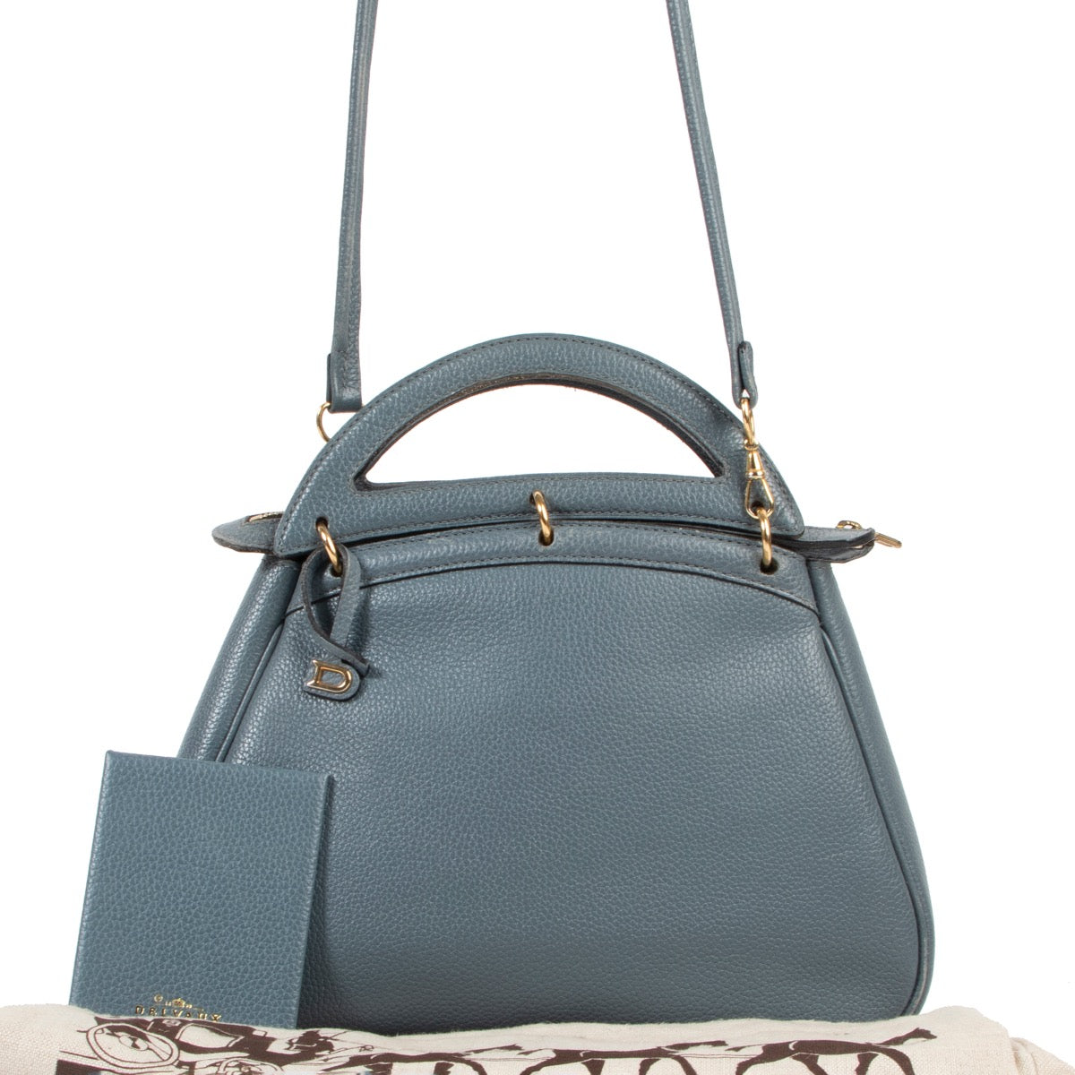 Original vintage Delvaux Blue Leather Top handle on Labellov 2nd hand Luxury site in good condition and good price