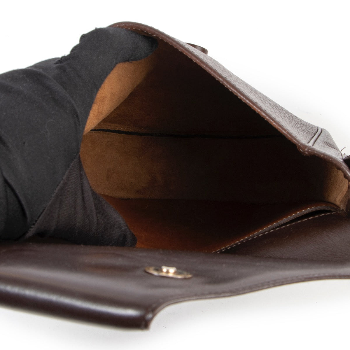 Original vintage no fake Delvaux Dark Brown Leather Crossbody online for sale in very good condition only on Labellov website in Antwerp Belgium 2nd hand luxury