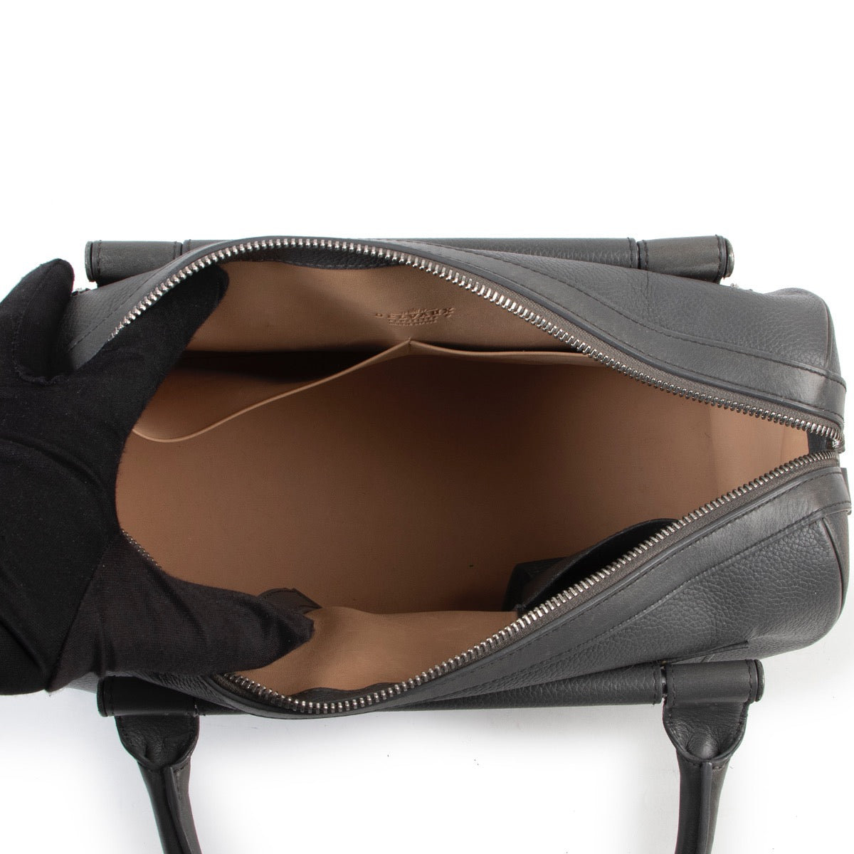 Delvaux Top Handle Astrid Grey Boston bag for sale online in good condition on Labellov Luxury vintage site for 2nd hand designer bags