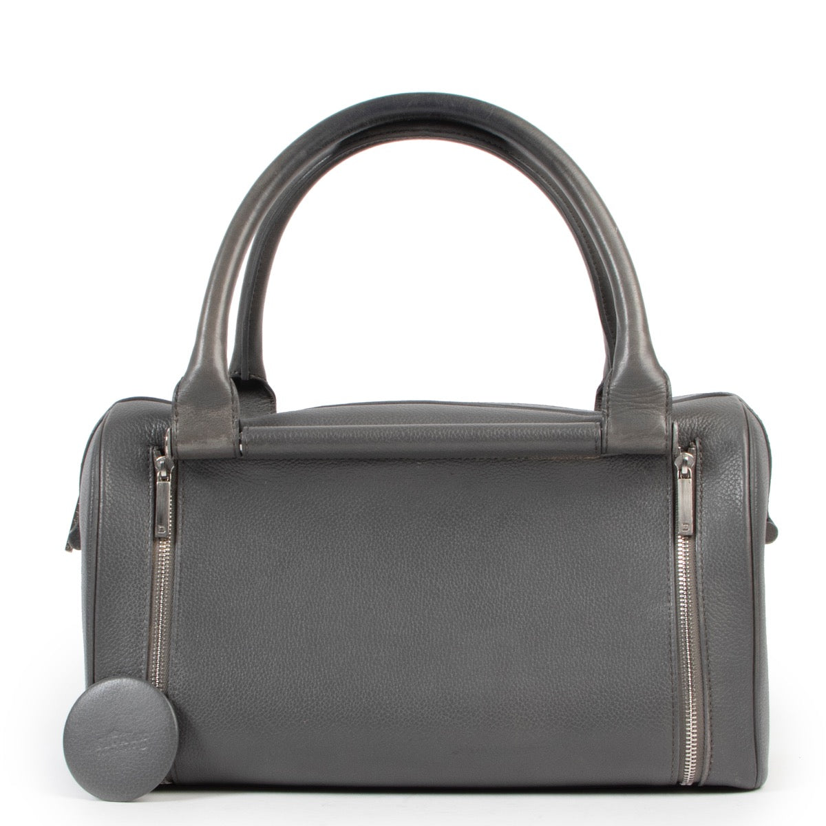 Delvaux Top Handle Astrid Grey Boston bag for sale online in good condition on Labellov Luxury vintage site for 2nd hand designer bags