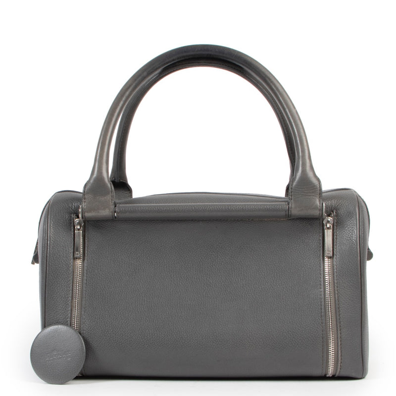 Delvaux Top Handle Astrid Grey Boston bag for sale online in good condition on Labellov Luxury vintage site for 2nd hand designer bags