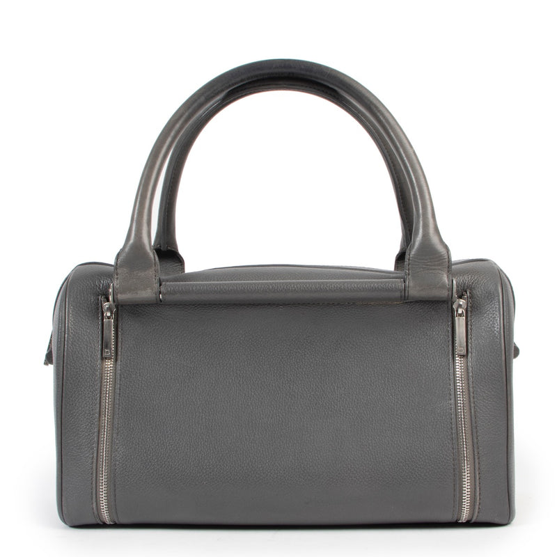 Delvaux Top Handle Astrid Grey Boston bag for sale online in good condition on Labellov Luxury vintage site for 2nd hand designer bags