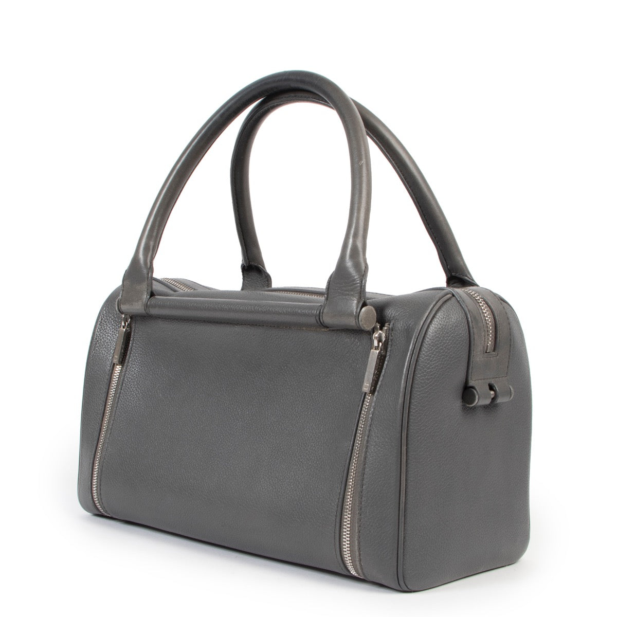 Delvaux Top Handle Astrid Grey Boston bag for sale online in good condition on Labellov Luxury vintage site for 2nd hand designer bags