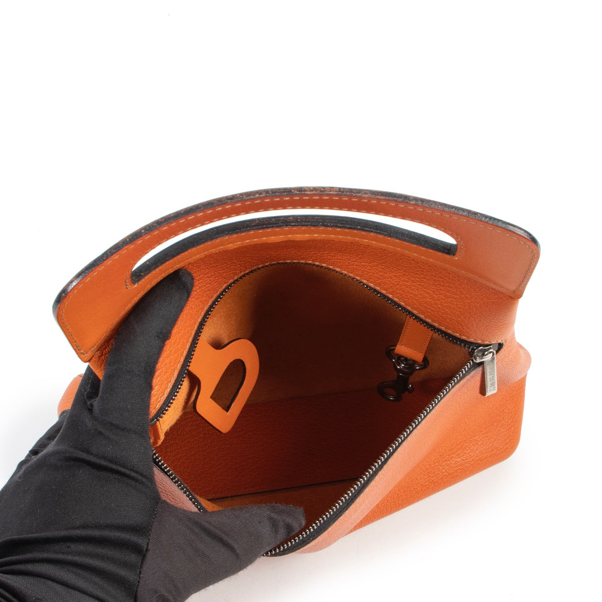 Original vintage Delvaux Orange Top Handle Deux online for sale with good price on Labellov 2nd Luxury designer bags