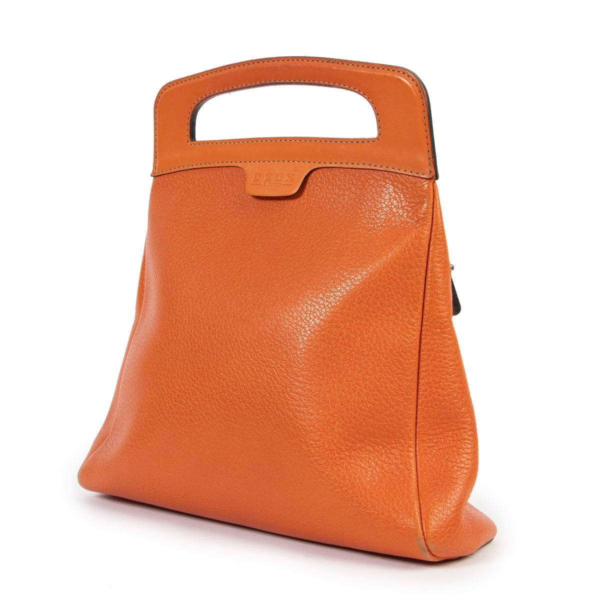 Original vintage Delvaux Orange Top Handle Deux online for sale with good price on Labellov 2nd Luxury designer bags
