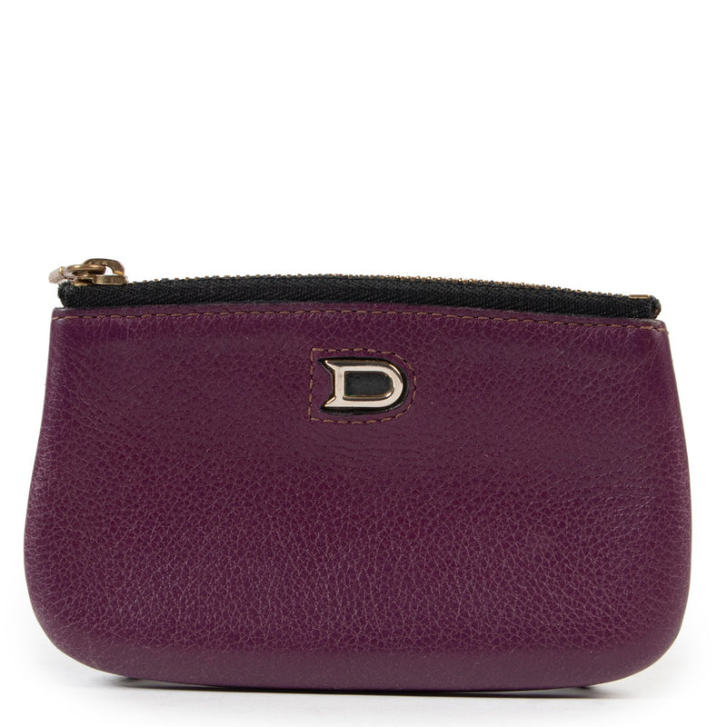 Delvaux Purple Leather Wallet in good condition on Labellov Luxury Vintage Site in original state and good price for designers items