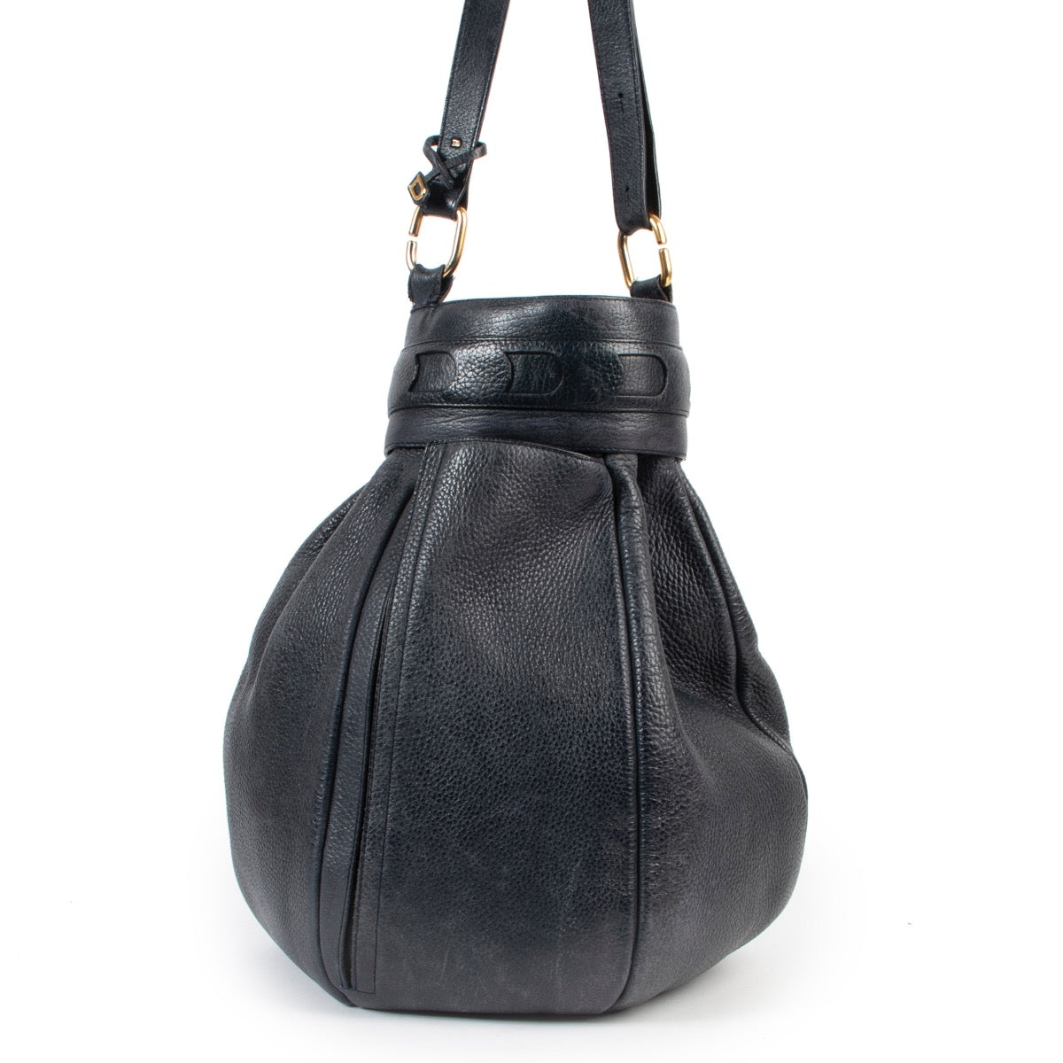 Delvaux blauwe bucket bag