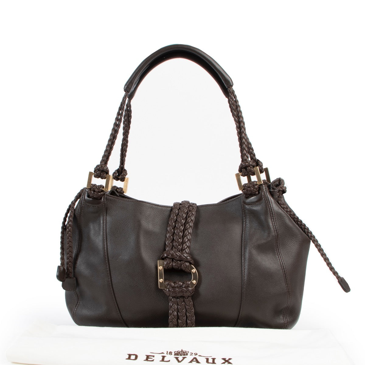 Shop safe online 100% authentic second hand Delvaux Brown Eugène Shoulder Bag at Labellov in Antwerp.