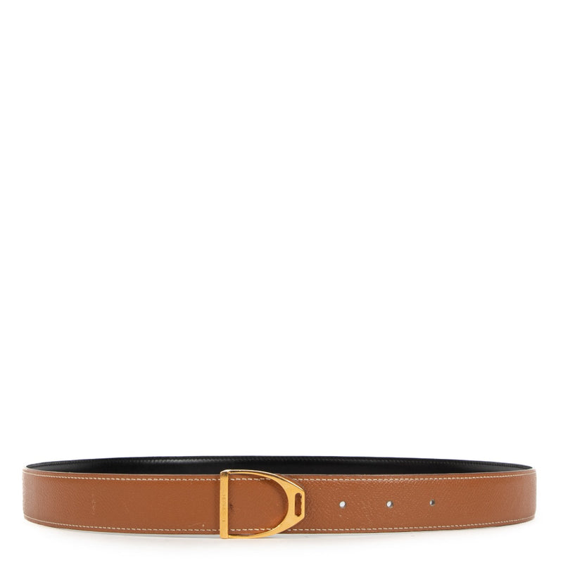 Hermès Vintage Etrier Reversible Gold/Black Belt - Size 90