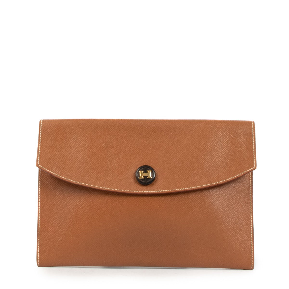 Hermès 1997 Gold Courchevel Vintage Rio Clutch