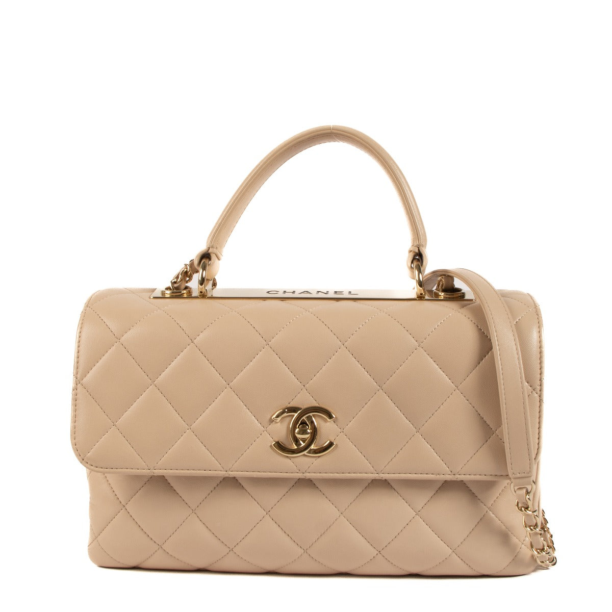 Chanel Beige Lambskin Medium Trendy CC Bag