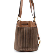 Delvaux Brown Gibus Toile De Cuir Bucket Bag
