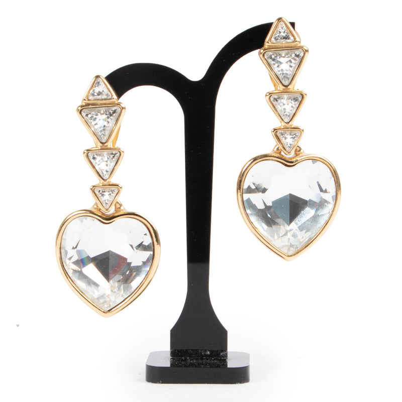 Yves Saint Laurent Edelsteen Hart Clip-oorbellen