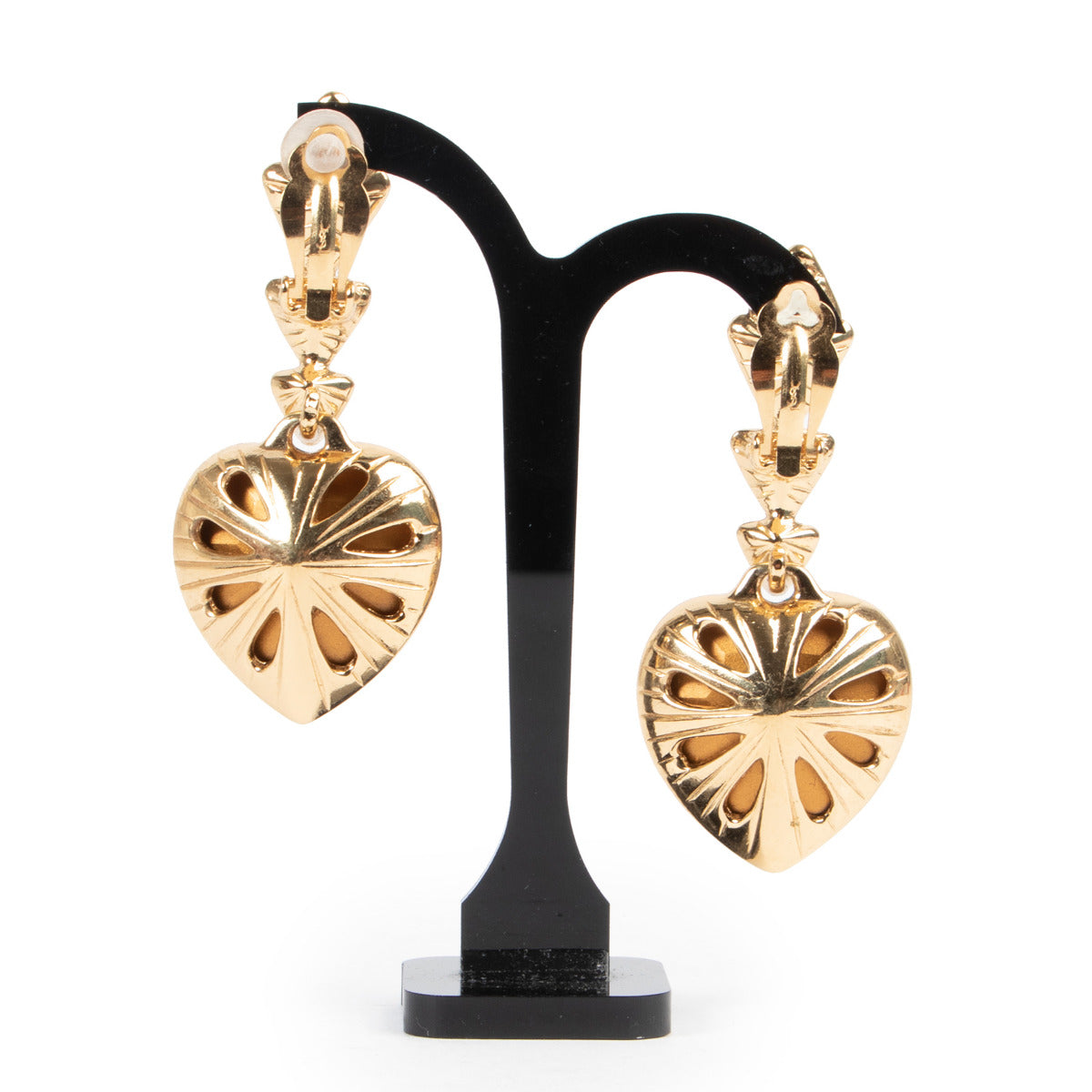 Yves Saint Laurent Gemstone Heart Clip-On Earrings