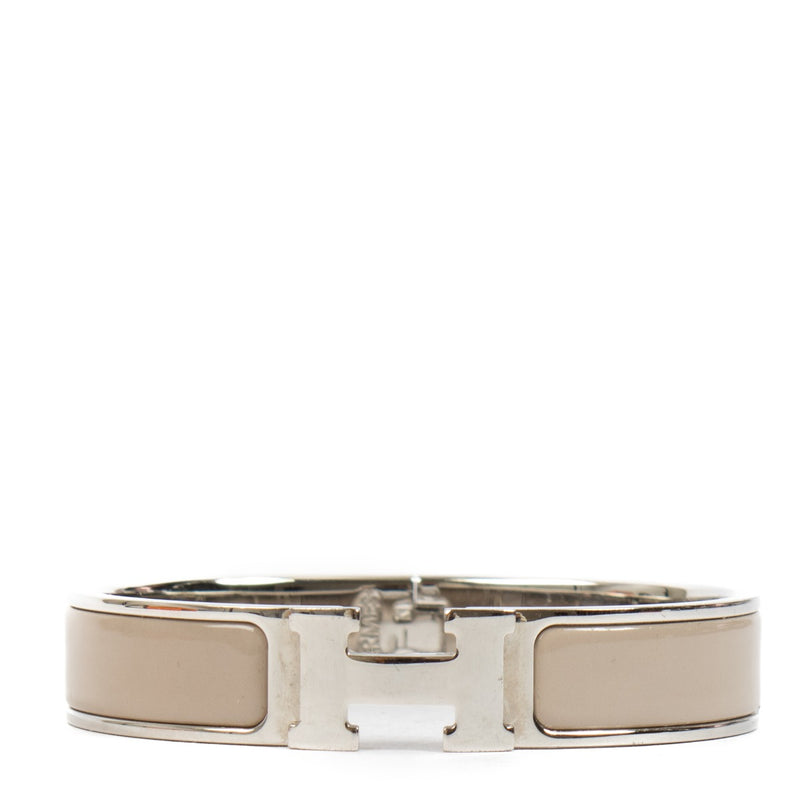 authentic pre loved Hermès taupe Clic H Bracelet on Labellov.com