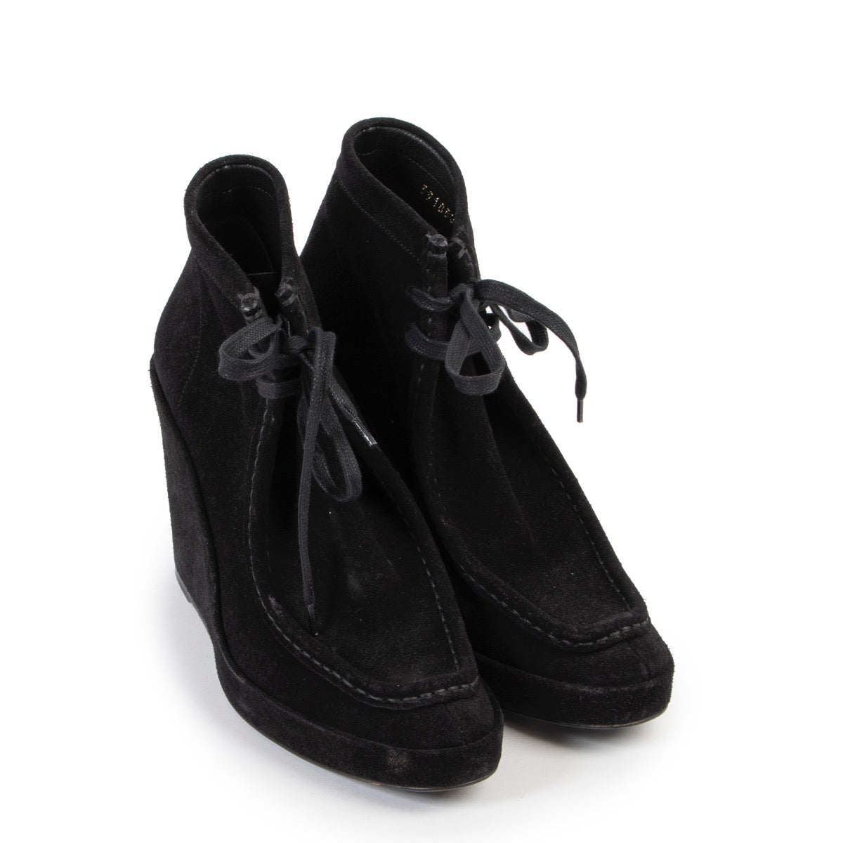 Shop safe online at Labellov in Antwerp this 100% authentic second hand Balenciaga Black Suede Wedge Heel Boots - Size 39,5