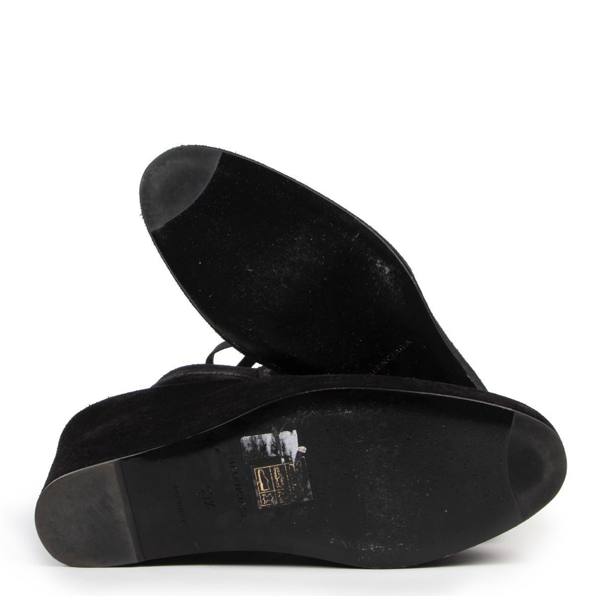 Shop safe online at Labellov in Antwerp this 100% authentic second hand Balenciaga Black Suede Wedge Heel Boots - Size 39,5