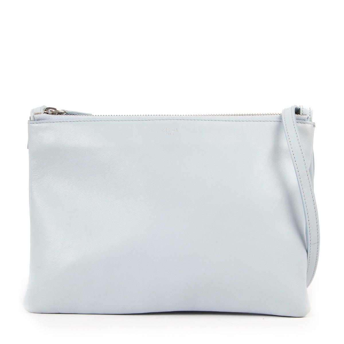 Give this Celine Light Blue Trio Crossbody Bag a secondlife online or in store at Labellov