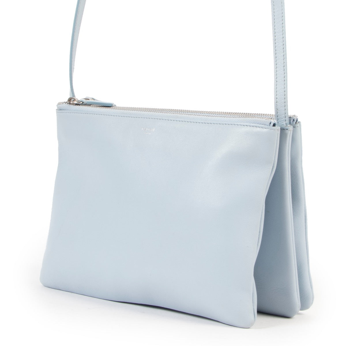 Give this Celine Light Blue Trio Crossbody Bag a secondlife online or in store at Labellov