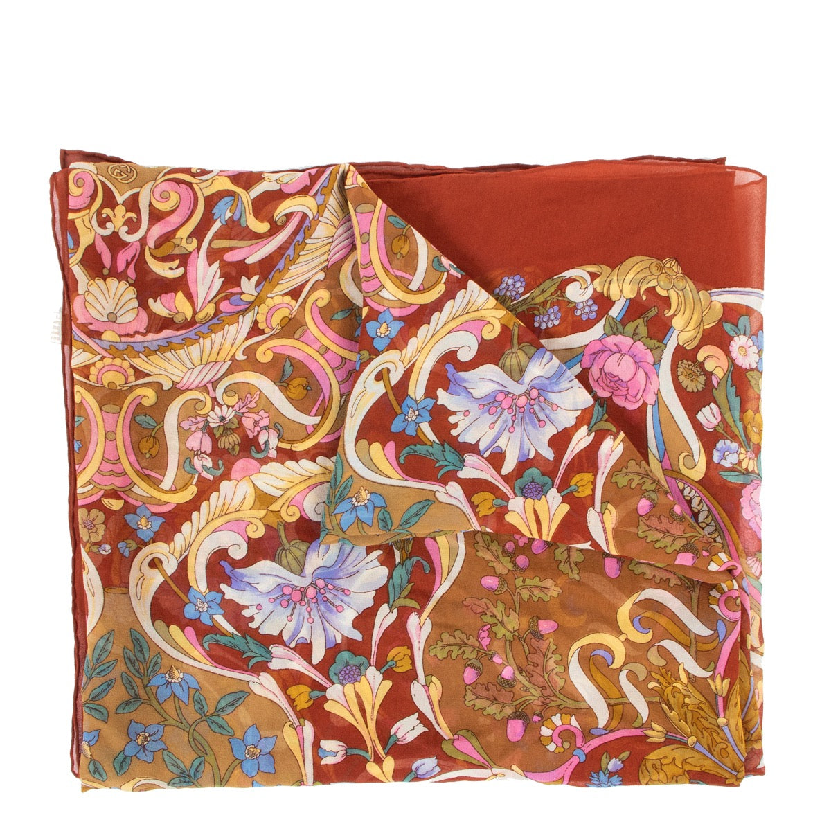 Shop safe online at Labellov in Antwerp this 100% authentic Gucci Multicolor Floral Silk Scarf