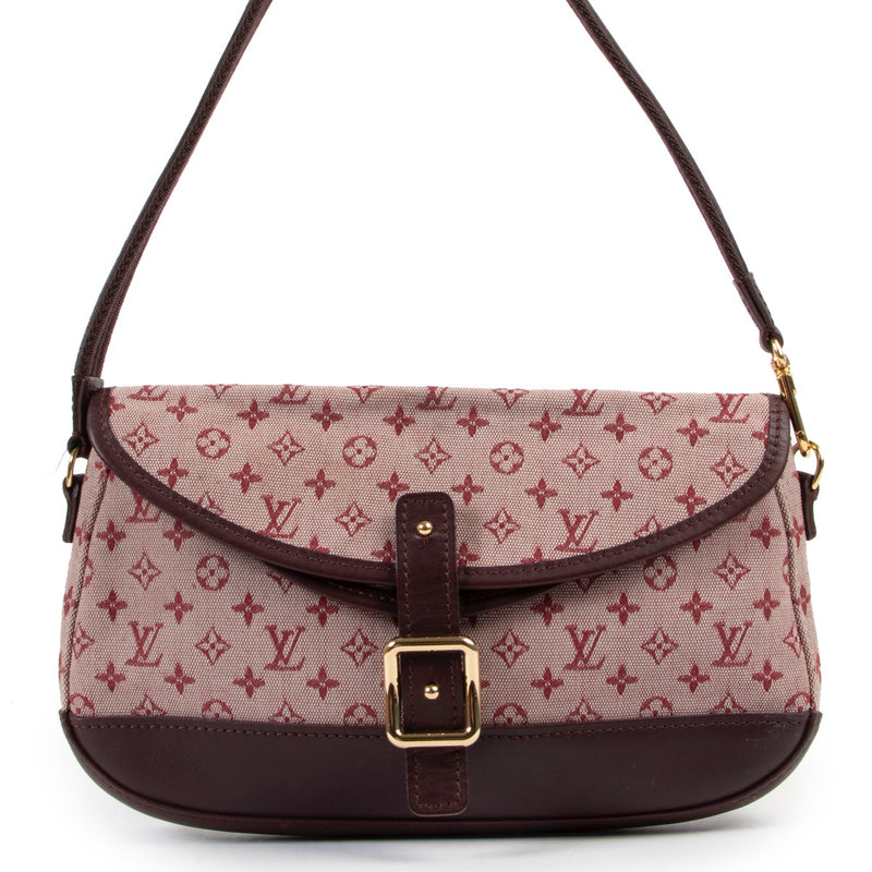 Shop safe online at Labellov in Antwerp this 100% authentic second hand Louis Vuitton Burgundy Monogram Mini Lin Marjorie Shoulder Bag