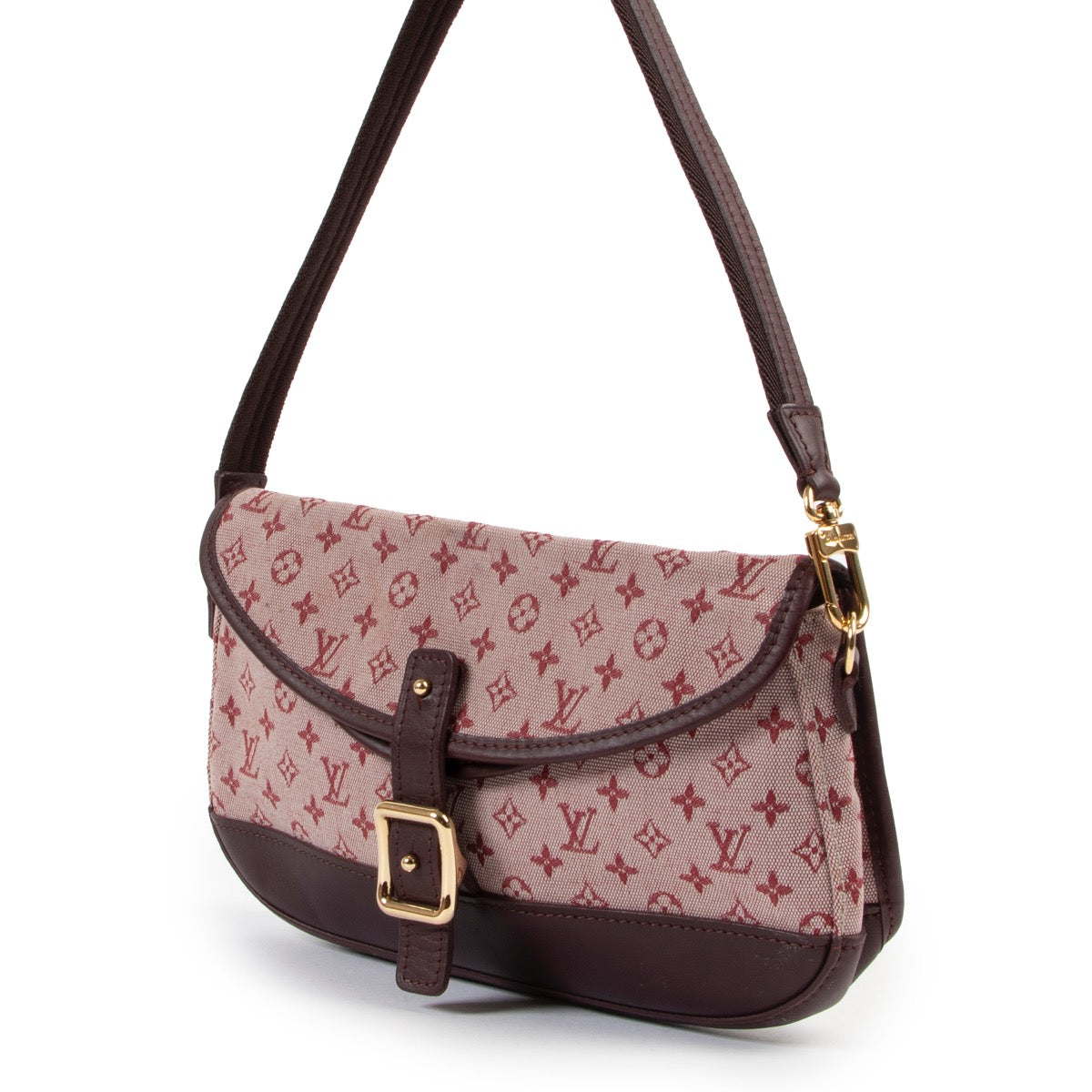 Shop safe online at Labellov in Antwerp this 100% authentic second hand Louis Vuitton Burgundy Monogram Mini Lin Marjorie Shoulder Bag