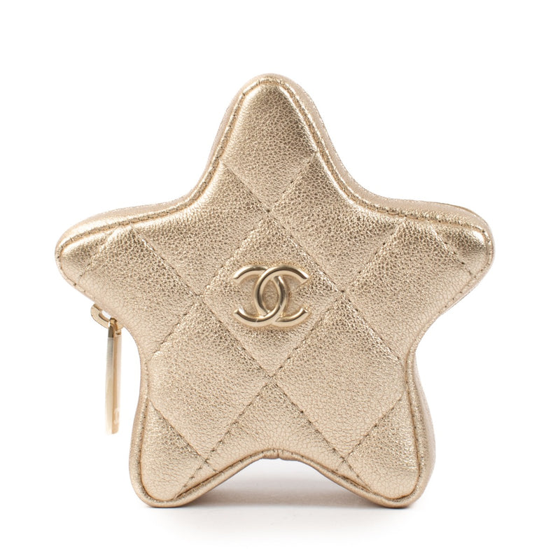 Chanel Gold Lambskin Star Coin Purse