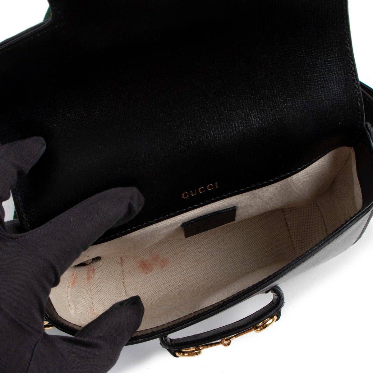Authentic second hand Gucci Black Horsebit 1955 Mini Shoulder Bag at Labellov