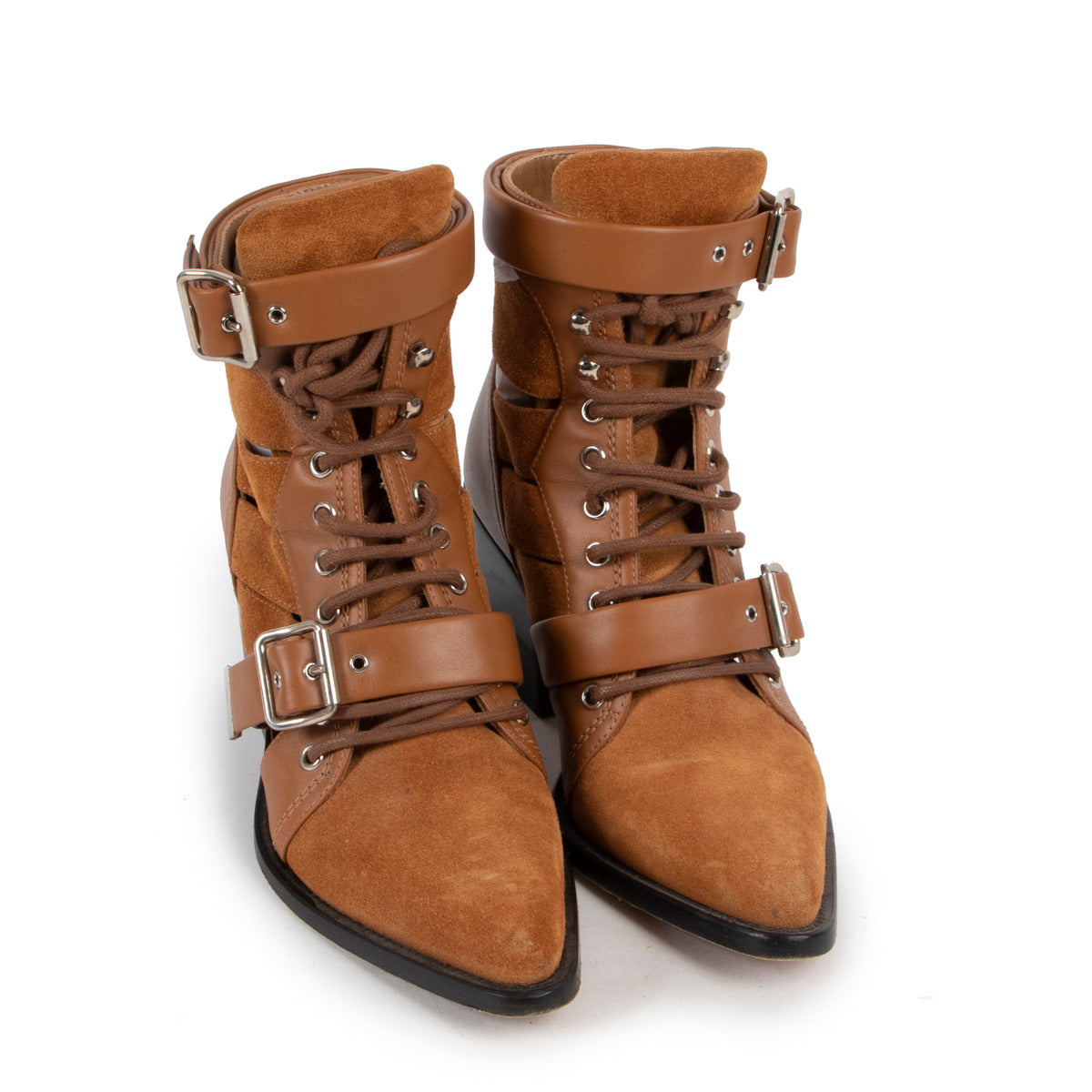 Chloé Rylee Cutout Camel Ankle Boots - Size 39