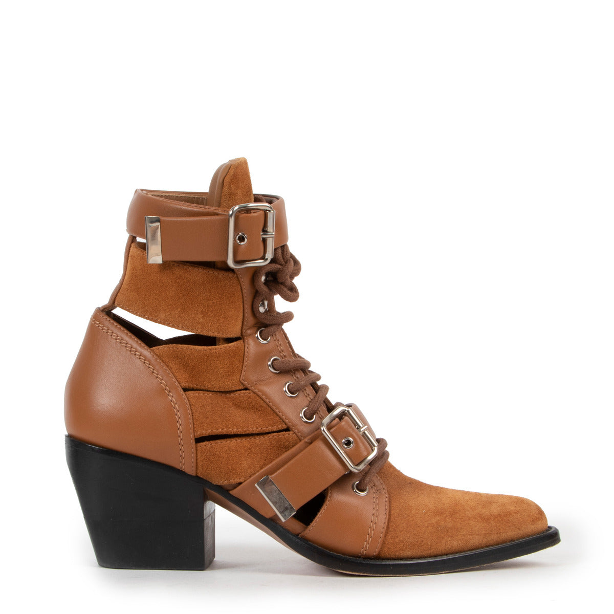 Chloé Rylee Cutout Camel Ankle Boots - Size 39 for the best price at Labellov