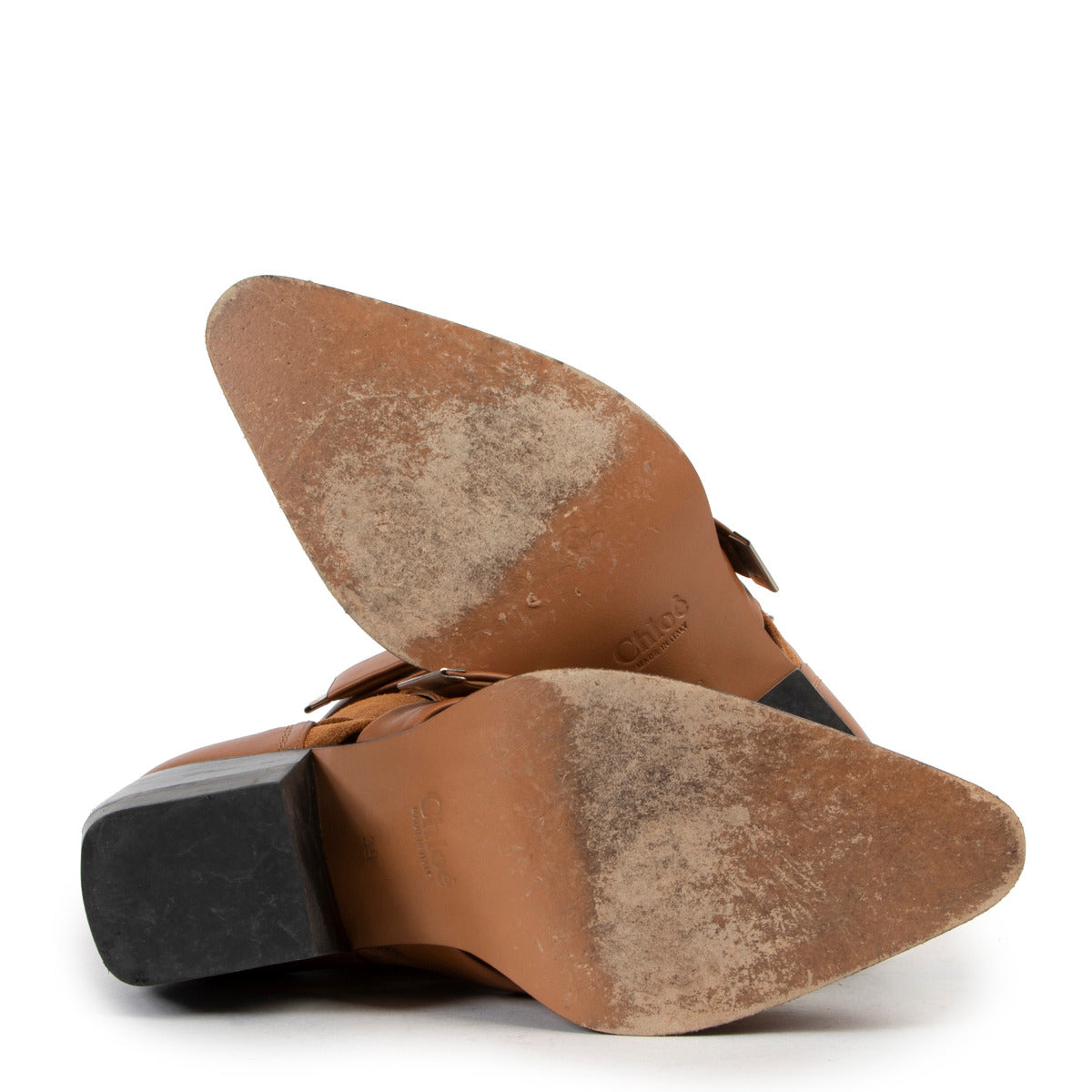 Chloé Rylee Cutout Camel Ankle Boots - Size 39