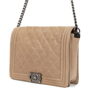 Chanel Beige Iridescent Suede Gentle Square Boy Bag