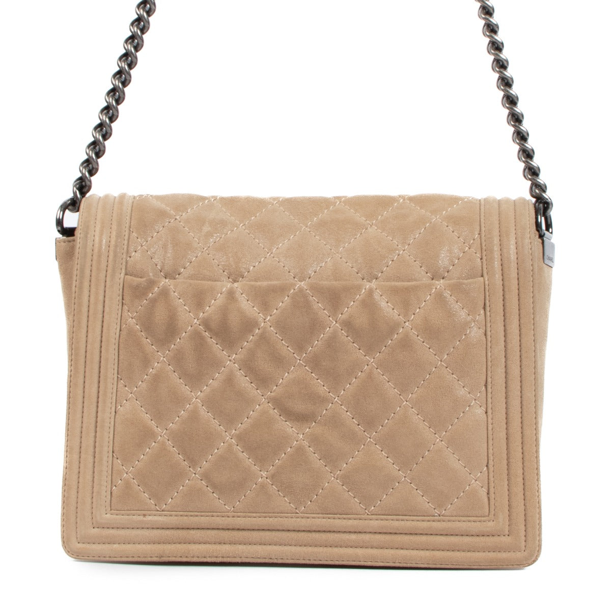 Chanel Beige Iridescent Suède Gentle Square Boy Bag