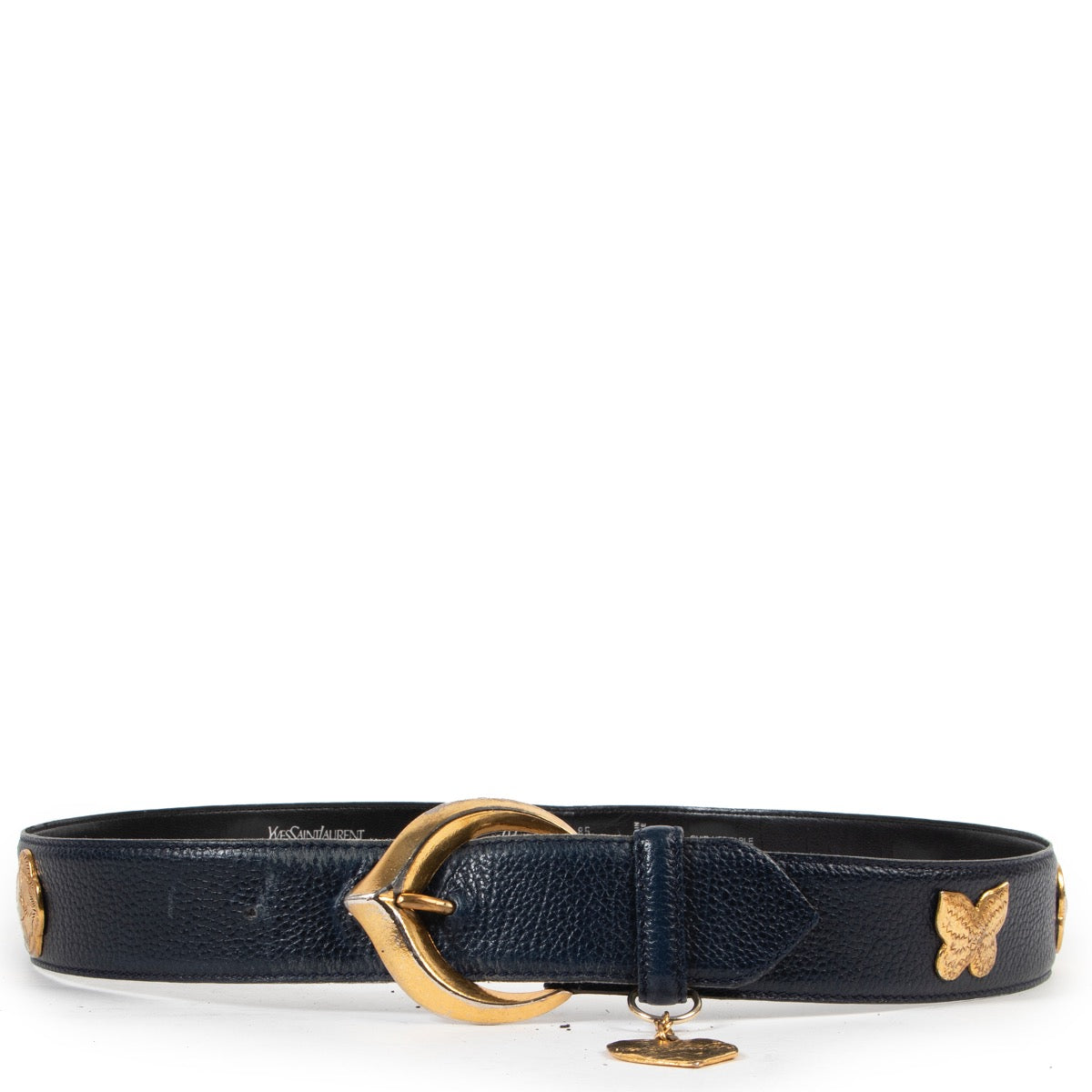 Saint Laurent Blue Black Belt - Size 85 available online or in store at Labellov Antwerp.
