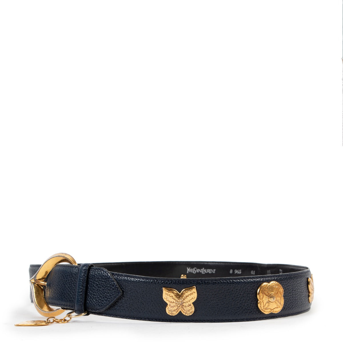 Saint Laurent Blue Black Belt - Size 85 available online or in store at Labellov Antwerp.