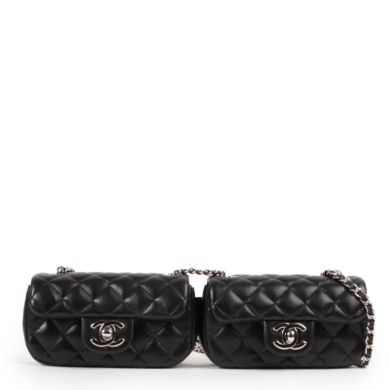 Chanel Black Quilted Lambskin Double Mini Flap Crossbody