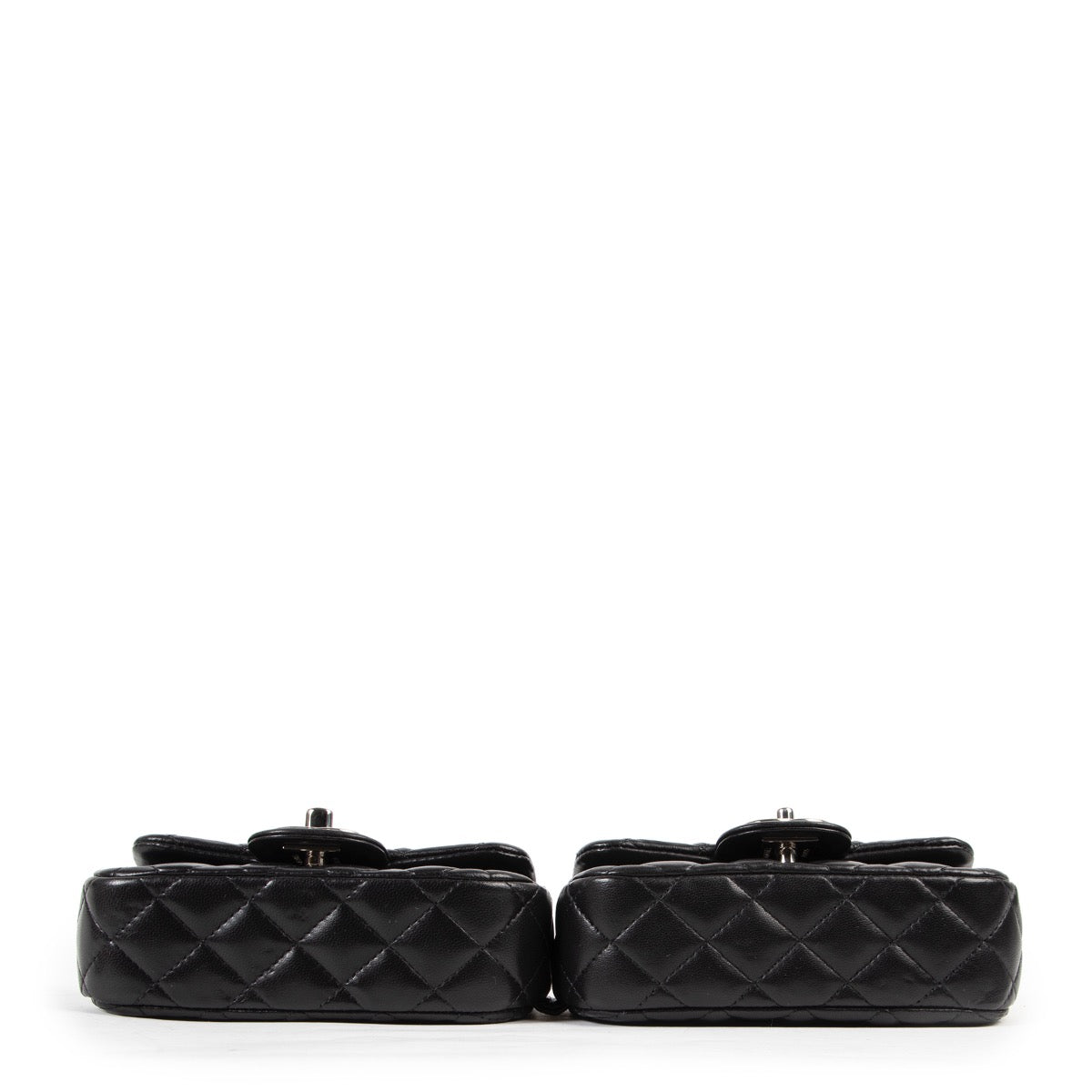 Chanel Zwart Doorgestikt Lamsleer Double Mini Flap Crossbody