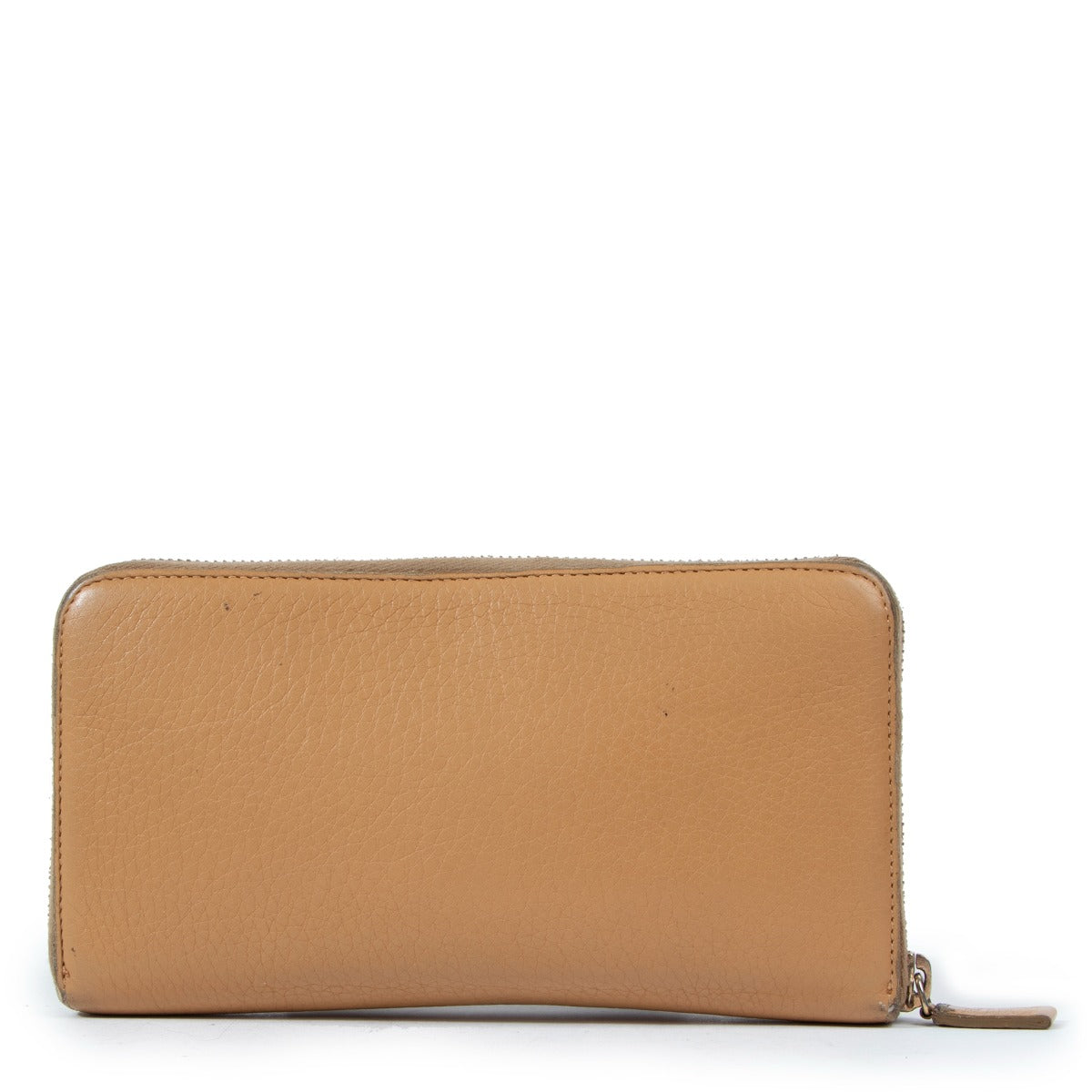 Prada Beige Leren Lange Ritsportemonnee