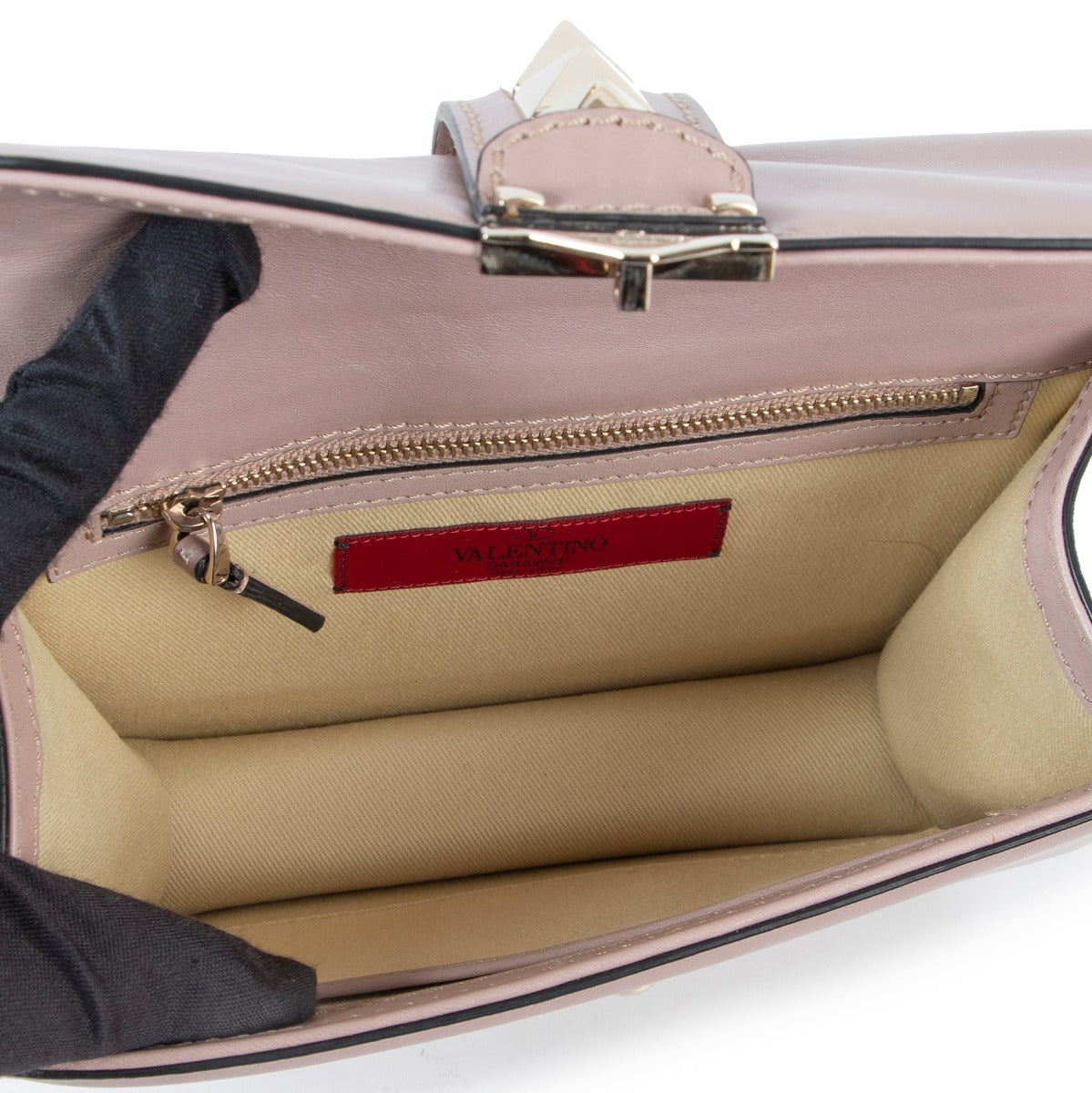 Original Valentino Small Glam Lock Lipstick Pink Leather Crossbody in good condition on LAbellov site for luxury vintage goods and designer bags